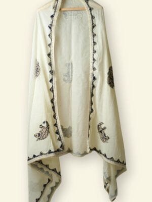 Cute Hathi Off-white Cotton Kalamkari border border Dupatta