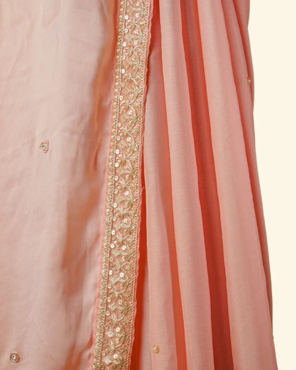 Peach Glow Silk Organza Gold Zari Lace border Saree - Image 4