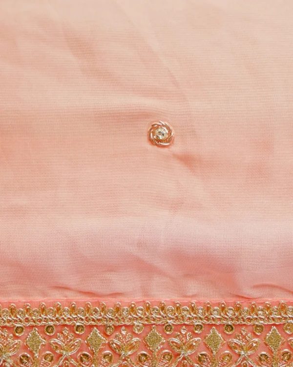 Peach Glow Silk Organza Gold Zari Lace border Saree - Image 5