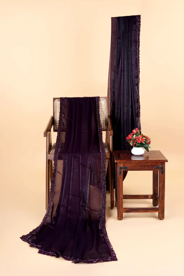 Purple Dazzle Beads Double Lace border Saree - Image 4