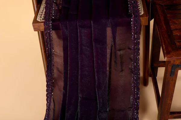 Purple Dazzle Beads Double Lace border Saree - Image 3