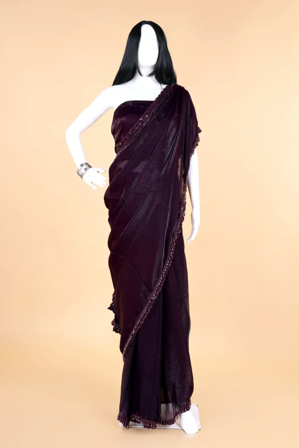 Purple Dazzle Beads Double Lace border Saree