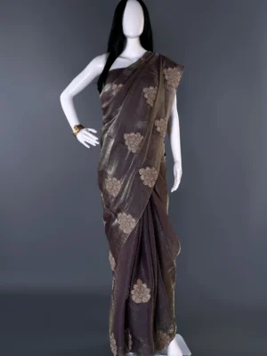 Magnificient Mauve Handcrafted zari Patch Border Saree