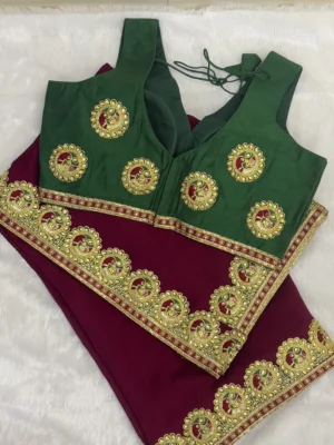 Peacock Muster Maroon Silk Boronet Saree