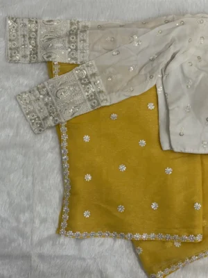 Yellow Bakula Crepe Shimmer Saree