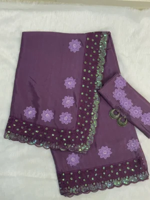 Lilac glow Crepe Shimmer Saree