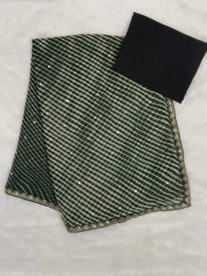 Pine Green Georgette Lehariya Saree