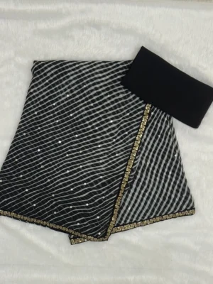 Graphite Black Georgette Lehariya Saree