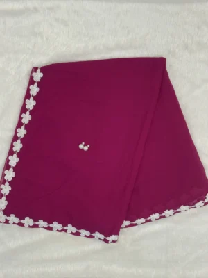 Simple rani Pink Georgette Polyster Saree