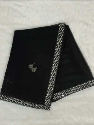 New Noon Black Shimmer Georgette Saree