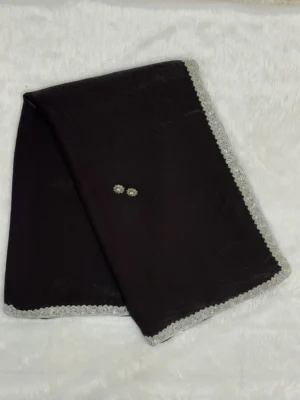 Daimond Infusion Dark Maroon Diamond chiffon Saree