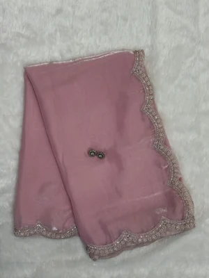 Subtle Grades Coral Pink Soft Organza Saree