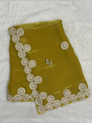 Yellow Charm Diamond chiffon Saree
