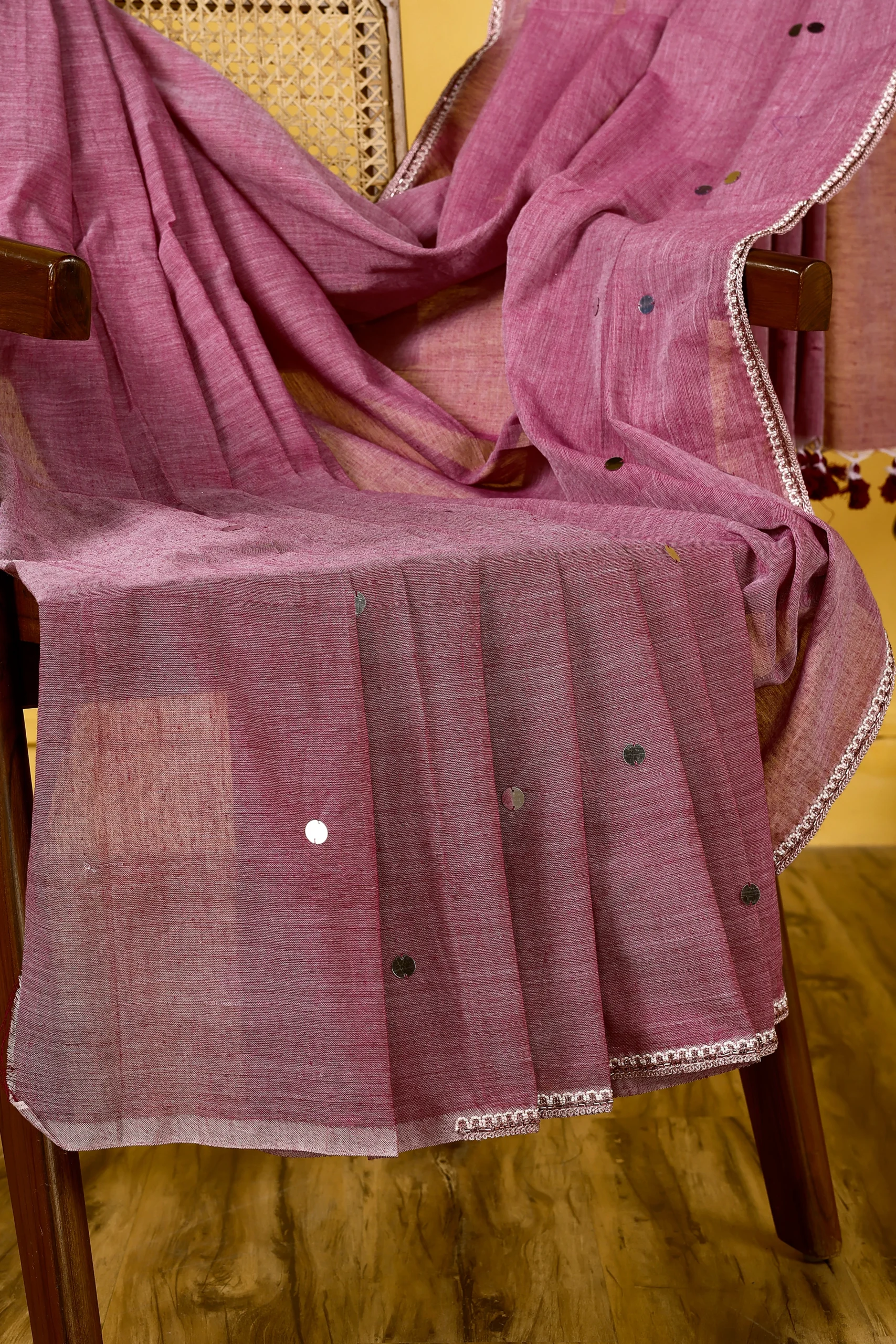 Pink Sorbet Cotton Light Zari Border Saree for Casual Wear - Image 3