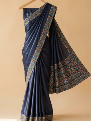 Blue Floral Satin