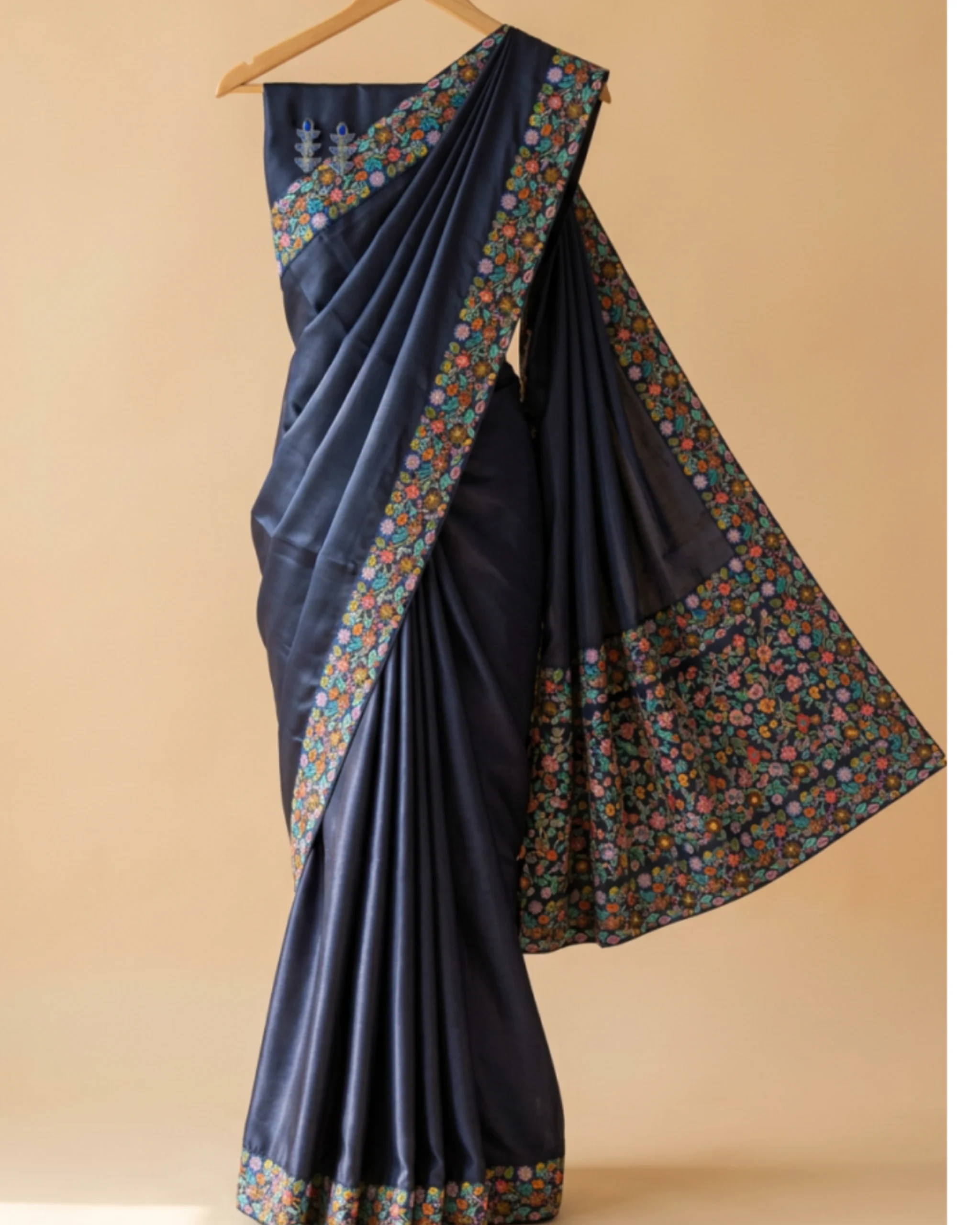Blue Floral Satin